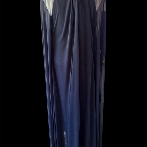R&M Richards Navy Evening Gown Dress Size 12 Mother of the Bride Sheer - Picture 3 of 5